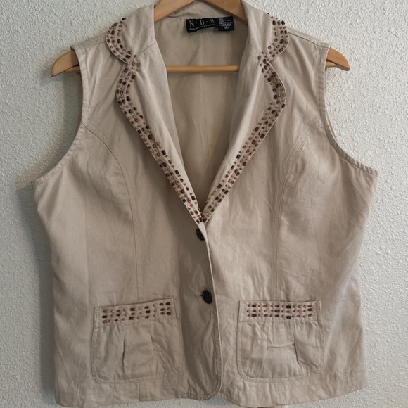 New Direction Sport Jackets & Blazers - Vintage New Direction Sport Beaded Vest 90s Boho Coastal Cowgirl